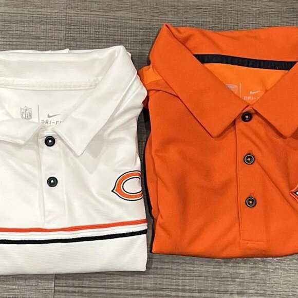 Chicago Bears Nike White & Orange Short Sleeve Polos (Size L) - Picture 1 of 13